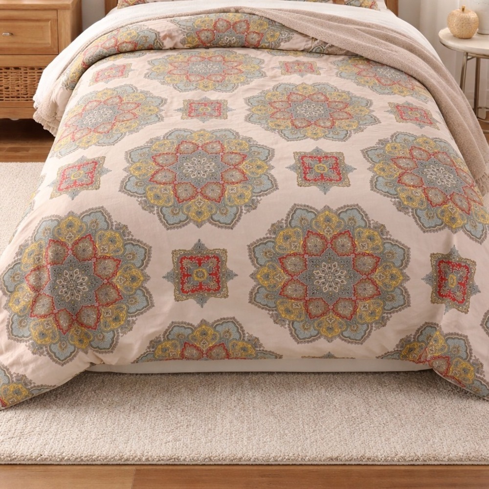 Echo Twin Duvet Cover‎ 100% Cotton Medallion Paisley Boho Multicolor 87x68